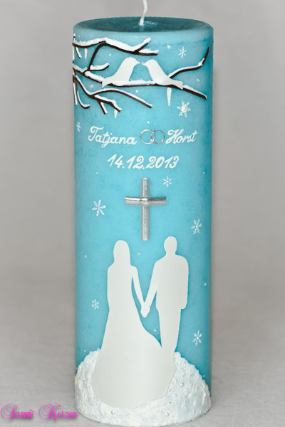 Hochzeitskerze winterfairytale mit Lovebirds für nur 45,36 €