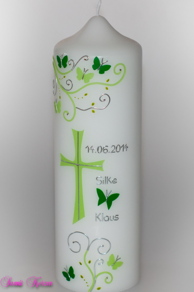 Hochzeitskerze "S&P" mit Kreuz