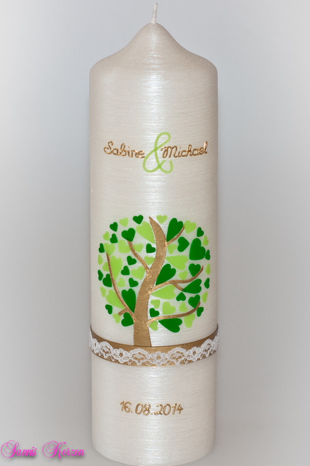 Hochzeitskerze Herzbaum Perlmutt für nur  51,36 €