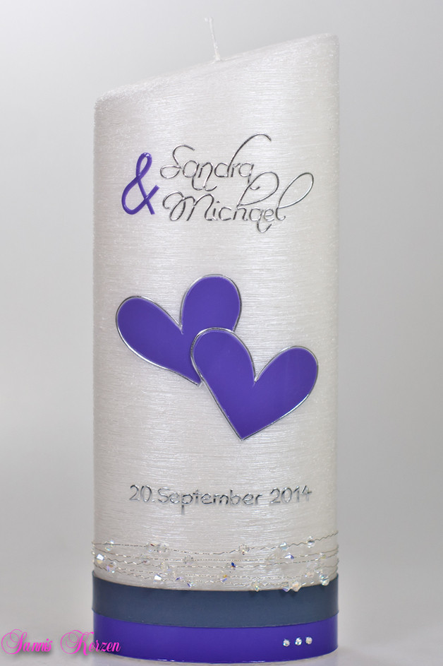 Hochzeitskerze "schlicht" oval abg. Perlmutt