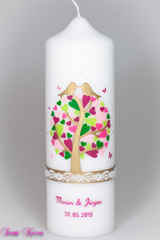 Hochzeitskerze Herzbaum mit Schmetterlingen und Sp für nur  45,36 €