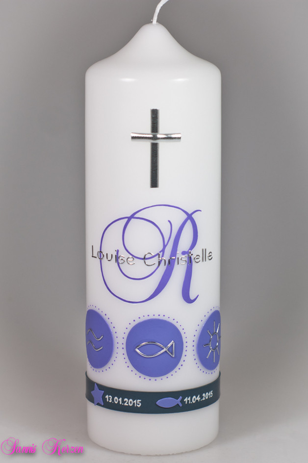 Taufkerze Monogramm mit Zeichen