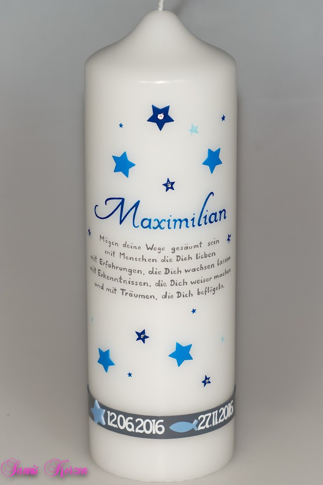 Taufkerze Sterne mit Taufspruch in der Farbe weiß  für nur 35,50 €