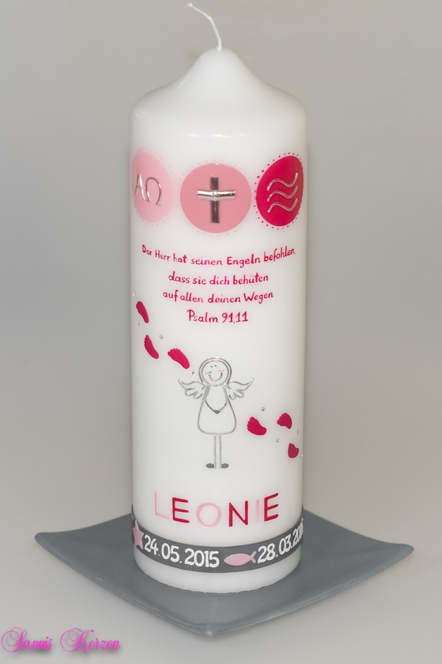 Taufkerze Engel Zeichen mit Taufspruch in der Farbe weiß  für nur  39,30 €