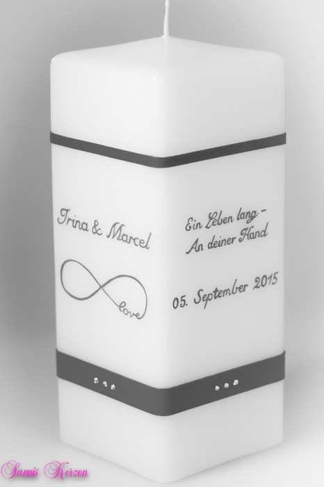 Hochzeitskerze "Unendlichkeitszeichen" viereckig