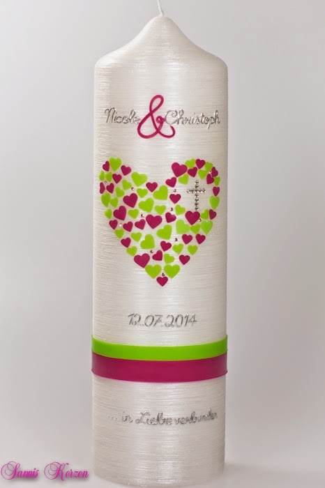 Hochzeitskerze Herz aus Herzen Perlmutt in der Farbe weiß  für nur 45,60 €