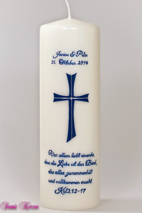 Hochzeitskerze "Kreuz mit Spruch" wollweiß in der Farbe wolllweiß  für nur 37,00 €