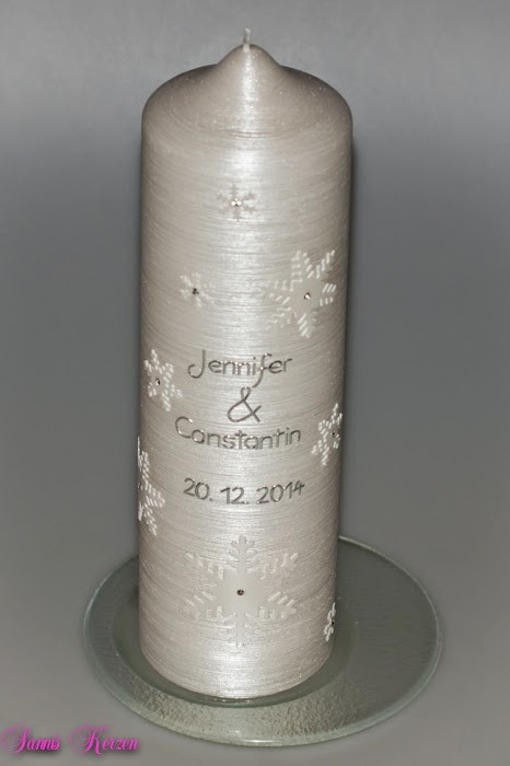 HOCHZEITSKERZE "SCHNEEFALL" ohne Kreuz PERLMUTT in der Farbe weiß  für nur 40,00 €