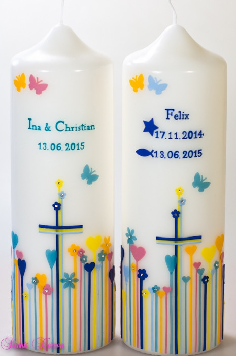 Zwillings Taufkerzen Herzwiese in der Farbe weiß  für nur 85,00 €