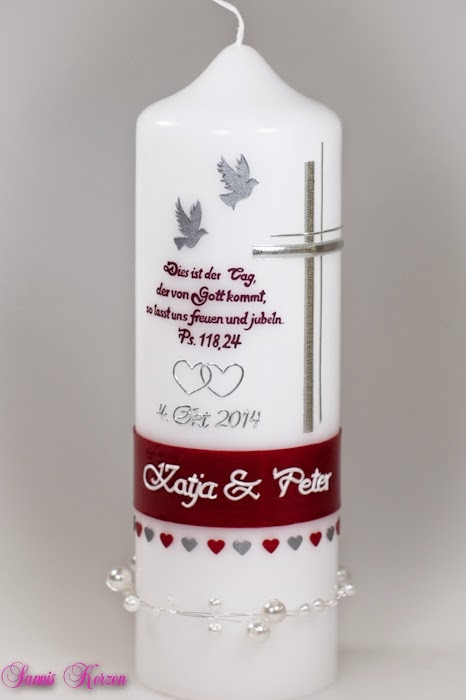 Hochzeitskerze "Tauben" mit Spruch in der Farbe weiß  für nur  36,00 €