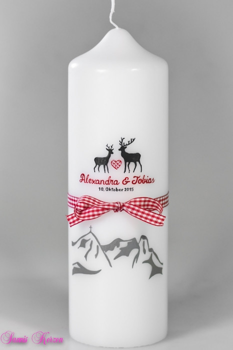 Hochzeitskerze "Bayrische Hirsche" in der Farbe weiß  für nur  37,00 €