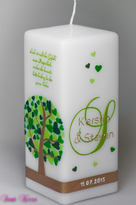 TAUFKERZE HERZBAUM VIERECKIG MIT MONOGRAMM in der Farbe weiß  für nur 63,36 €