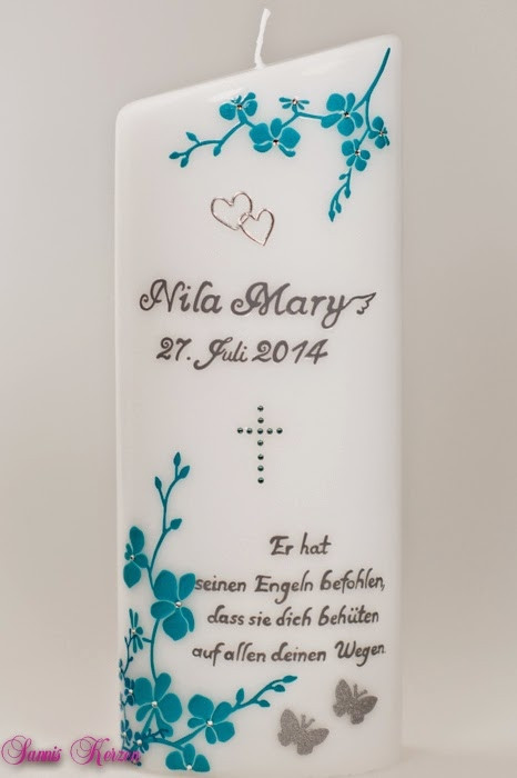 Taufkerze Orchideen mit Spruch oval abg.