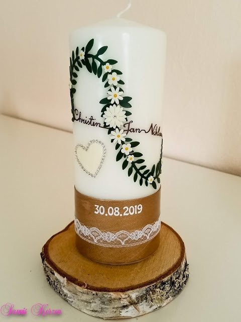 Hochzeitskerze Vintage Infinity mit Strassherz