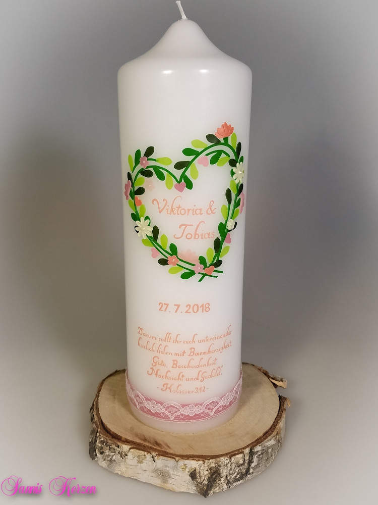 Hochzeitskerze Vintage Herz mit Spruch in der Farbe weiß  für nur  46,50 €