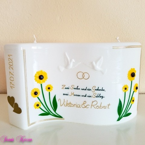 Hochzeitskerze "Blütenzauber" mit Spruch in der Farbe weiß  für nur  57,50 €
