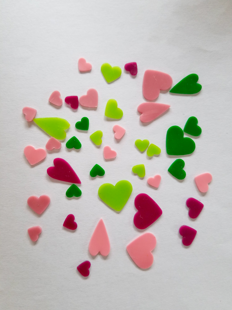 freie Farbwahl 40 Wachs-Herzen 5 Farben Mix