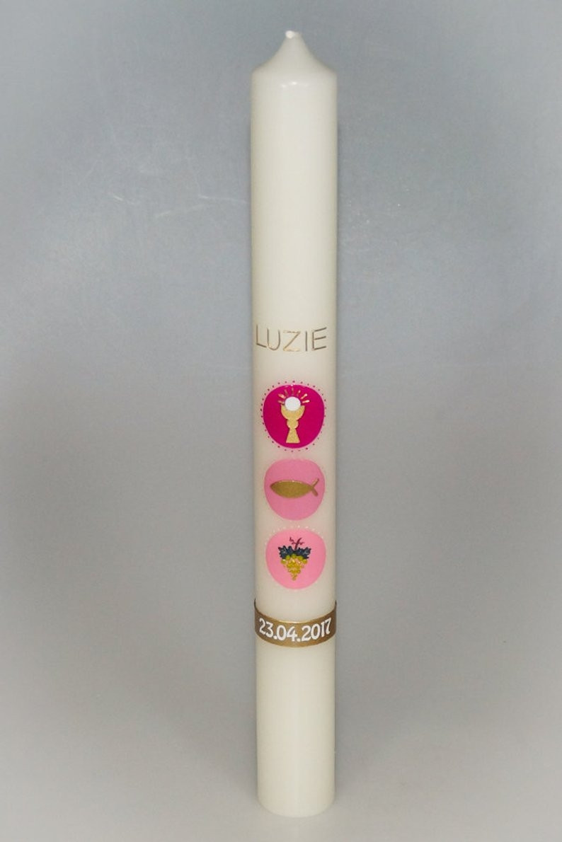Kommunionskerze "Zeichen" lang in der Farbe weiß  für nur  26,00 €