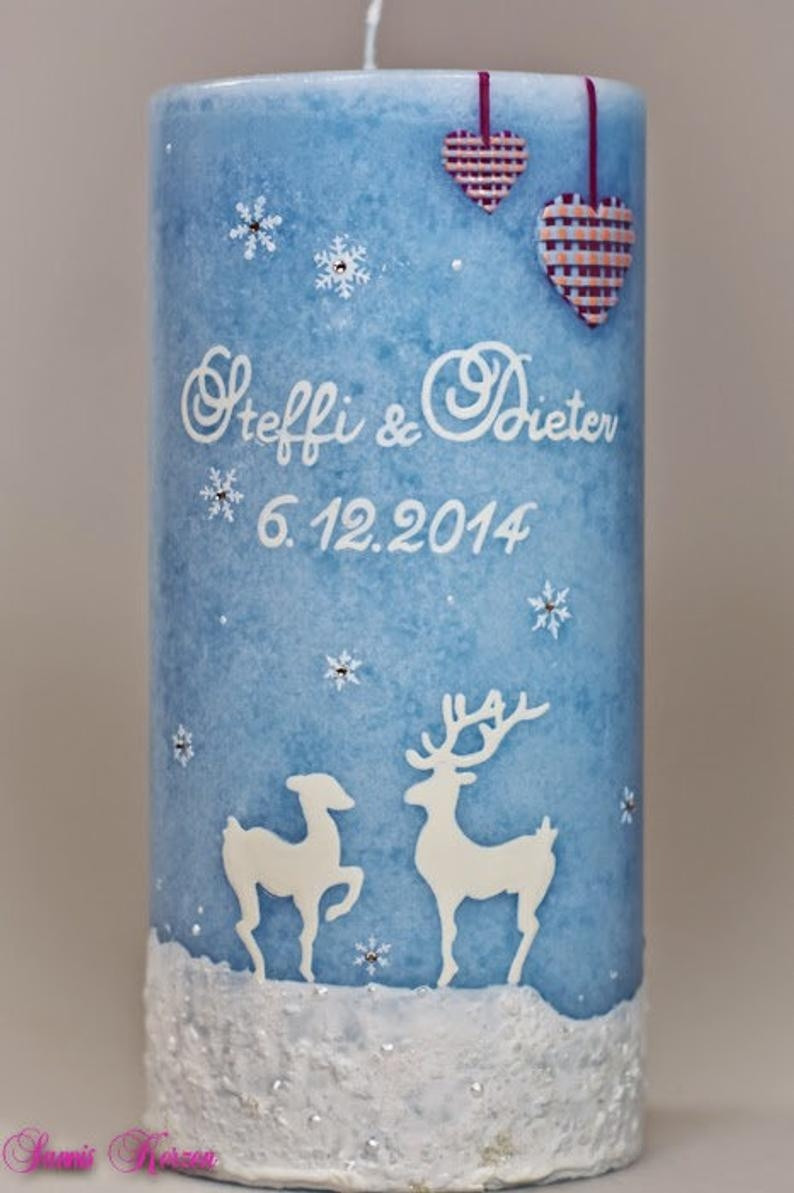 Hochzeitskerze "Tiere im Schnee" Rustik in der Farbe türkis  für nur 40,00 €