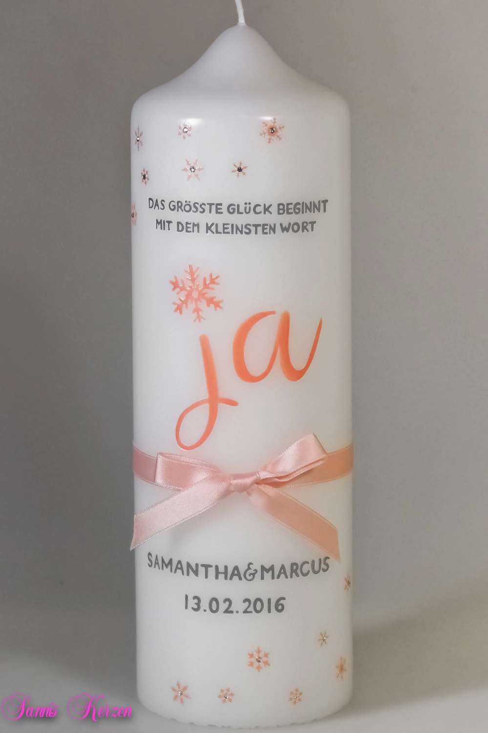 Hochzeitskerze Winter "Ja mit Spruch" in der Farbe creme  für nur 40,90 €