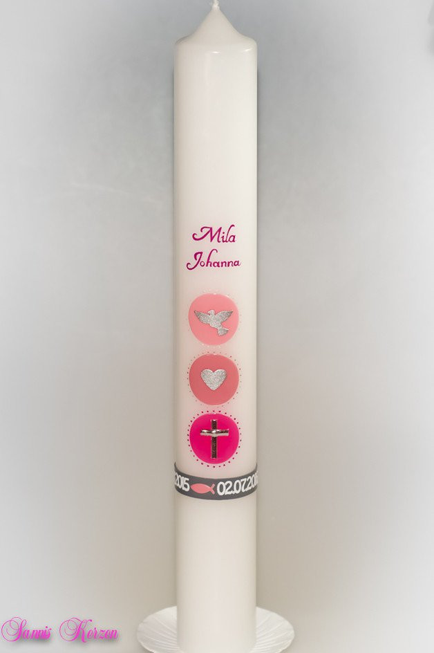 Taufkerze mit Zeichen lang in der Farbe weiß  für nur 29,00 €