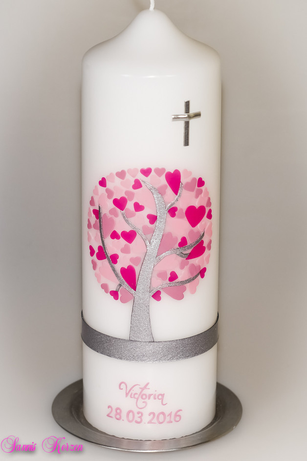  Taufkerze Herzbaum