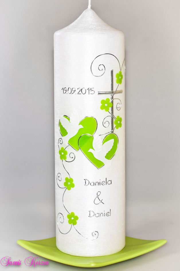 Hochzeitskerze "romantisch" Perlmutt