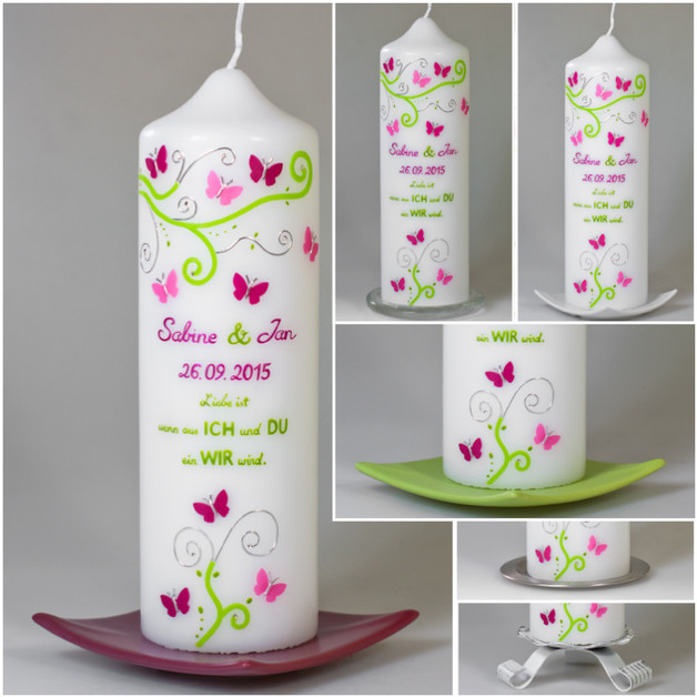 Hochzeitskerze "S&P" mit Trauspruch für nur  33,33 €