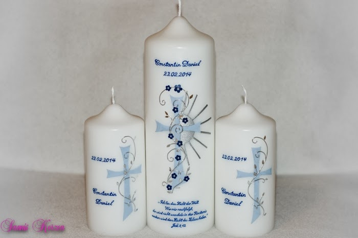 Taufkerze Blütenzauber mit Kreuz und Sonne in der Farbe weiß  für nur 52,36 €