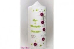 Hochzeitskerze "romantisch und Blütenranke" mit Schmetterlingen