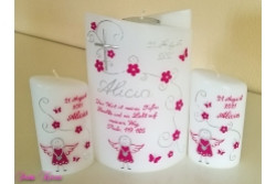 Taufkerze romantisch mit Engel und Spruch